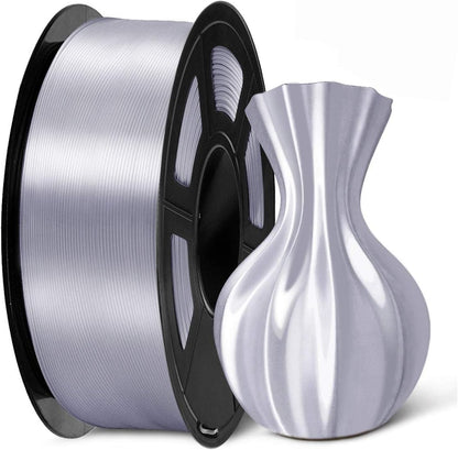 SUNLU Shiny Silk PLA Filament 1.75mm, Neatly Wound Glossy PLA 3D Printer Filament 1.75mm ±0.02mm, Fit Most FDM 3D Printers, Good Vacuum Packaging, 1kg Spool (2.2lbs), Silky Glossy PLA Black