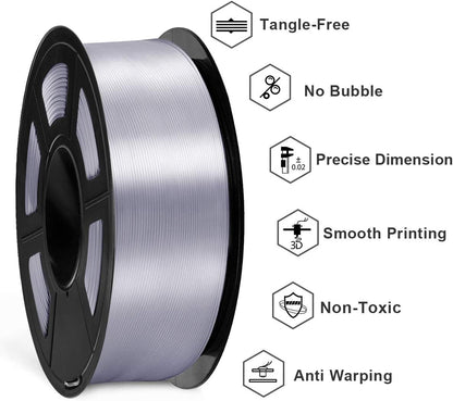 SUNLU Shiny Silk PLA Filament 1.75mm, Neatly Wound Glossy PLA 3D Printer Filament 1.75mm ±0.02mm, Fit Most FDM 3D Printers, Good Vacuum Packaging, 1kg Spool (2.2lbs), Silky Glossy PLA Black