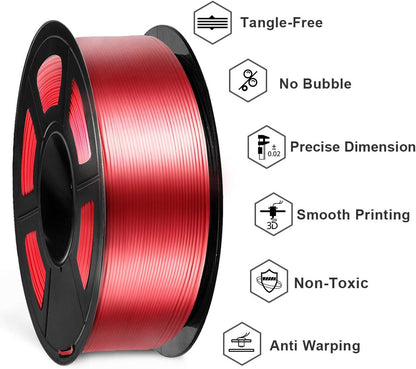 SUNLU Shiny Silk PLA Filament 1.75mm, Neatly Wound Glossy PLA 3D Printer Filament 1.75mm ±0.02mm, Fit Most FDM 3D Printers, Good Vacuum Packaging, 1kg Spool (2.2lbs), Silky Glossy PLA Black