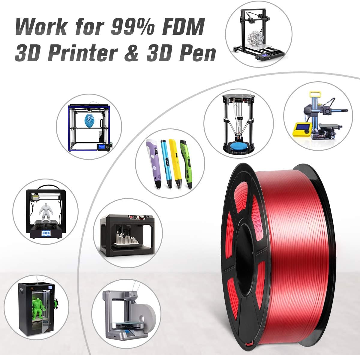 SUNLU Shiny Silk PLA Filament 1.75mm, Neatly Wound Glossy PLA 3D Printer Filament 1.75mm ±0.02mm, Fit Most FDM 3D Printers, Good Vacuum Packaging, 1kg Spool (2.2lbs), Silky Glossy PLA Black