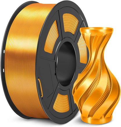 SUNLU Shiny Silk PLA Filament 1.75mm, Neatly Wound Glossy PLA 3D Printer Filament 1.75mm ±0.02mm, Fit Most FDM 3D Printers, Good Vacuum Packaging, 1kg Spool (2.2lbs), Silky Glossy PLA Black